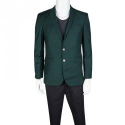 Pre Owned Boss By Hugo Boss Dark Green Wool Rod Blazer M