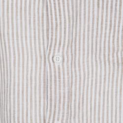 Pre Owned Boss By Hugo Boss White and Brown Striped Linen Long Sleeve Button Front Shirt M