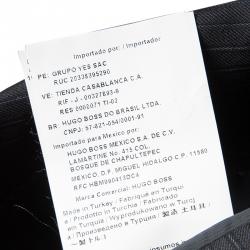 Pre Owned جاكيت بليزر بوس ياي هوغو بوس صوف أسود مقلم تصميم مفصل بزرين XXL