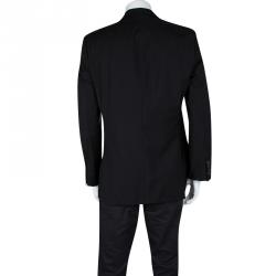 Pre Owned Boss by Hugo Boss Black Wool Regular Fit Two Button Blazer M