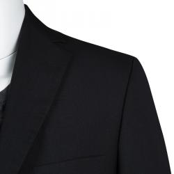 Pre Owned Boss by Hugo Boss Black Wool Regular Fit Two Button Blazer M