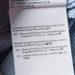 Pre Owned قميص بوس باي هوغو بوس مكسم أكمام طويلة جاكارد قطن نمط أزرق XXL