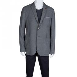 Pre Owned بليزر بوس اورانج باي هوغو بوس نمط قطن أسود ورمادي XL