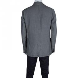 Pre Owned بليزر بوس اورانج باي هوغو بوس نمط قطن أسود ورمادي XL