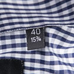 Pre Owned Boss By Hugo Boss Navy Blue and White Checked Cotton Gerald Shirt L