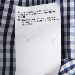 Pre Owned Boss By Hugo Boss Navy Blue and White Checked Cotton Gerald Shirt L