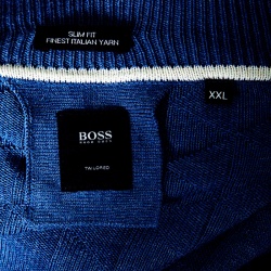 Boss By Hugo Boss Blue Silk Knit Ribbed Trim Slim Fit Lipani Sweater XXL