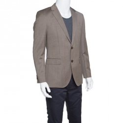 Pre Owned Boss by Hugo Boss Brown Wool Suede Elbow Patch Detail Smith Blazer M