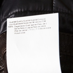 Pre Owned Boss Orange By Hugo Boss Brown Leather Hooded Zip Front Thermore Jacket L