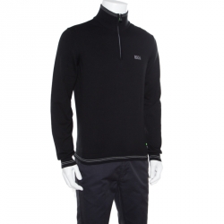 Pre Owned Boss Green By Hugo Boss Black Striped Trim Zime W17 Sweater S