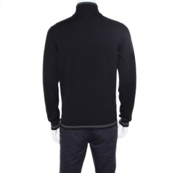 Pre Owned Boss Green By Hugo Boss Black Striped Trim Zime W17 Sweater S