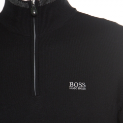 Pre Owned Boss Green By Hugo Boss Black Striped Trim Zime W17 Sweater S