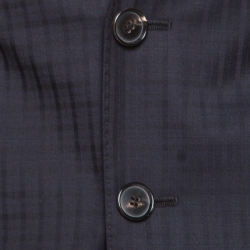 Boss By Hugo Boss Navy Blue Self Checked Wool Tailored Suit M