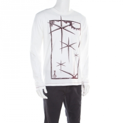 Pre Owned تي شيرت بوس باي هوغو بوس بأكمام طويلة نقوش بيج XL