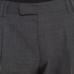 Pre Owned Boss By Hugo Boss Navy Blue Checked Wool Shark4 Trousers S