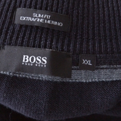 Boss By Hugo Boss Navy Blue Wool Zip Front Edens Sweater 2XL