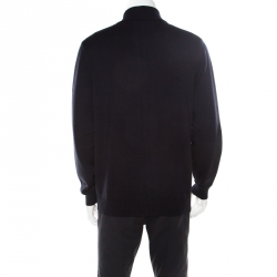 Boss By Hugo Boss Navy Blue Wool Zip Front Edens Sweater 2XL