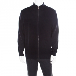 Boss By Hugo Boss Navy Blue Wool Zip Front Edens Sweater 2XL