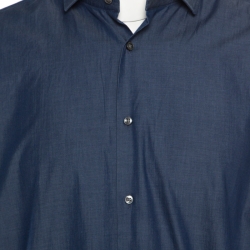 Pre Owned Boss By Hugo Boss Indigo Chambray Long Sleeve Regular Fit Shirt XL