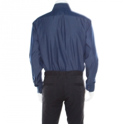 Pre Owned Boss By Hugo Boss Indigo Chambray Long Sleeve Regular Fit Shirt XL