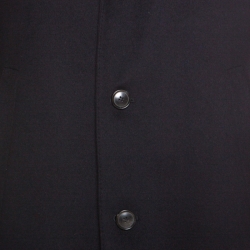 Pre Owned Boss by Hugo Boss Navy Blue Felted Wool and Cashmere Stratus Overcoat M