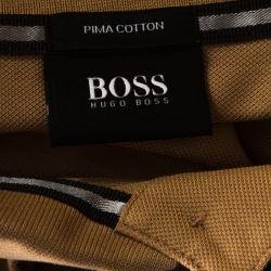 Pre Owned Boss By Hugo Boss Camel Brown Cotton Pique Short Sleeve Polo T Shirt XL