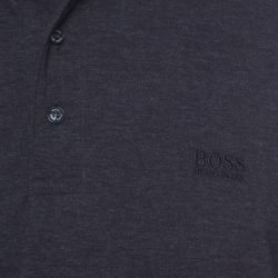 مملوكة مسبقًا تي شيرت بوس باي هوغو بوس بولو قطن بيما أكمام قصيرة رمادي داكن XL