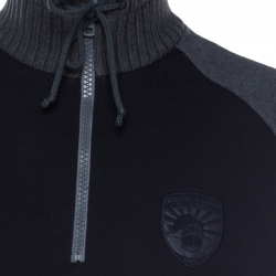 Pre Owned Boss By Hugo Boss Black & Grey Cable Knit Collar Sweatshirt M