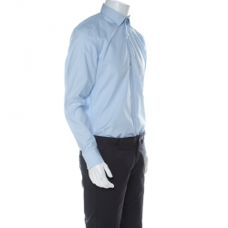 Pre Owned Boss By Hugo Boss Sky Blue Cotton Poplin Jason Slim Fit Shirt XL