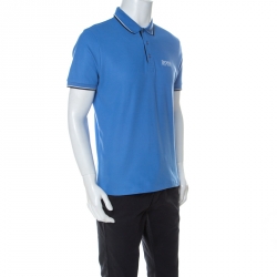 Pre Owned Boss by Hugo Boss Blue Cotton Blend GR-Peppo Pro Polo Shirt M