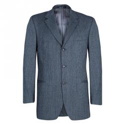 Pre Owned Boss By Hugo Boss Men's Grey Wool Striped Suit XS