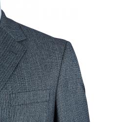 Pre Owned Boss By Hugo Boss Men's Grey Wool Striped Suit XS