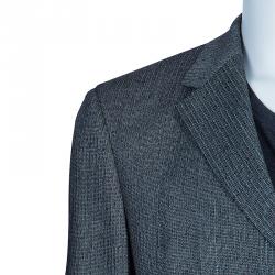 Pre Owned Boss By Hugo Boss Men's Grey Wool Striped Suit XS