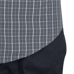 Pre Owned قميص بوس باي هوغو بوس مكسم كاروهات تاترسال قطن رصاصي S