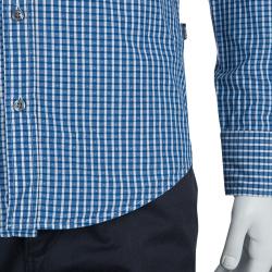 Pre Owned قميص بوس باي هوغو بوس جاكار دوبي مكسم قطن أزرق S