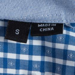 Pre Owned قميص بوس باي هوغو بوس جاكار دوبي مكسم قطن أزرق S