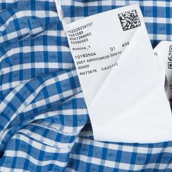 Pre Owned قميص بوس باي هوغو بوس جاكار دوبي مكسم قطن أزرق S