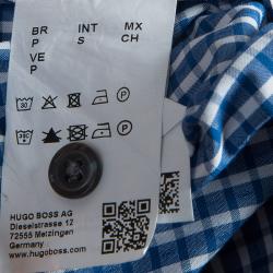 Pre Owned قميص بوس باي هوغو بوس جاكار دوبي مكسم قطن أزرق S