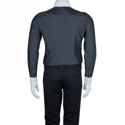 Pre Owned Boss By Hugo Boss Grey Contrast Collar and Cuff Slim Fit Cotton Shirt S