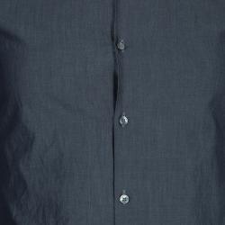 Pre Owned Boss By Hugo Boss Grey Contrast Collar and Cuff Slim Fit Cotton Shirt S