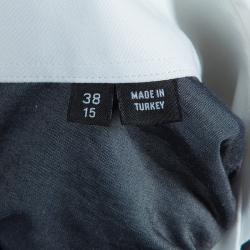 Pre Owned Boss By Hugo Boss Grey Contrast Collar and Cuff Slim Fit Cotton Shirt S