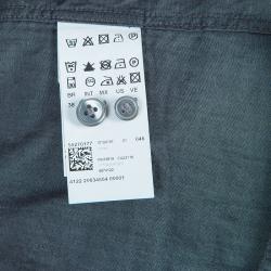 Pre Owned Boss By Hugo Boss Grey Contrast Collar and Cuff Slim Fit Cotton Shirt S