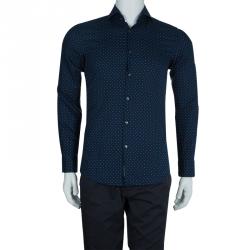 مملوكة مسبقًا Boss By Hugo Boss Navy Dot Print Slim Fit Cotton Shirt S