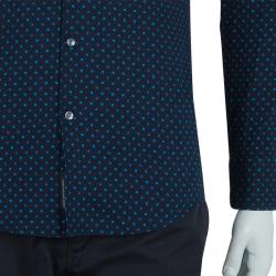 مملوكة مسبقًا Boss By Hugo Boss Navy Dot Print Slim Fit Cotton Shirt S