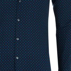 مملوكة مسبقًا Boss By Hugo Boss Navy Dot Print Slim Fit Cotton Shirt S