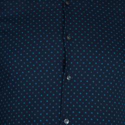 مملوكة مسبقًا Boss By Hugo Boss Navy Dot Print Slim Fit Cotton Shirt S