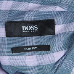 مملوكة مسبقًا قميص بوس باي هوغو بوس رصاصي كروهات مكسم مقاس S