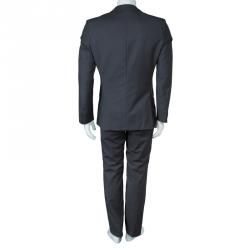 Pre Owned Boss By Hugo Boss Grey Pinstriped Wool Suit M
