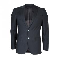 Pre Owned Boss By Hugo Boss Grey Pinstriped Wool Suit M