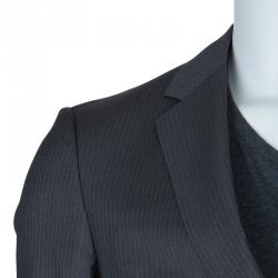 Pre Owned Boss By Hugo Boss Grey Pinstriped Wool Suit M